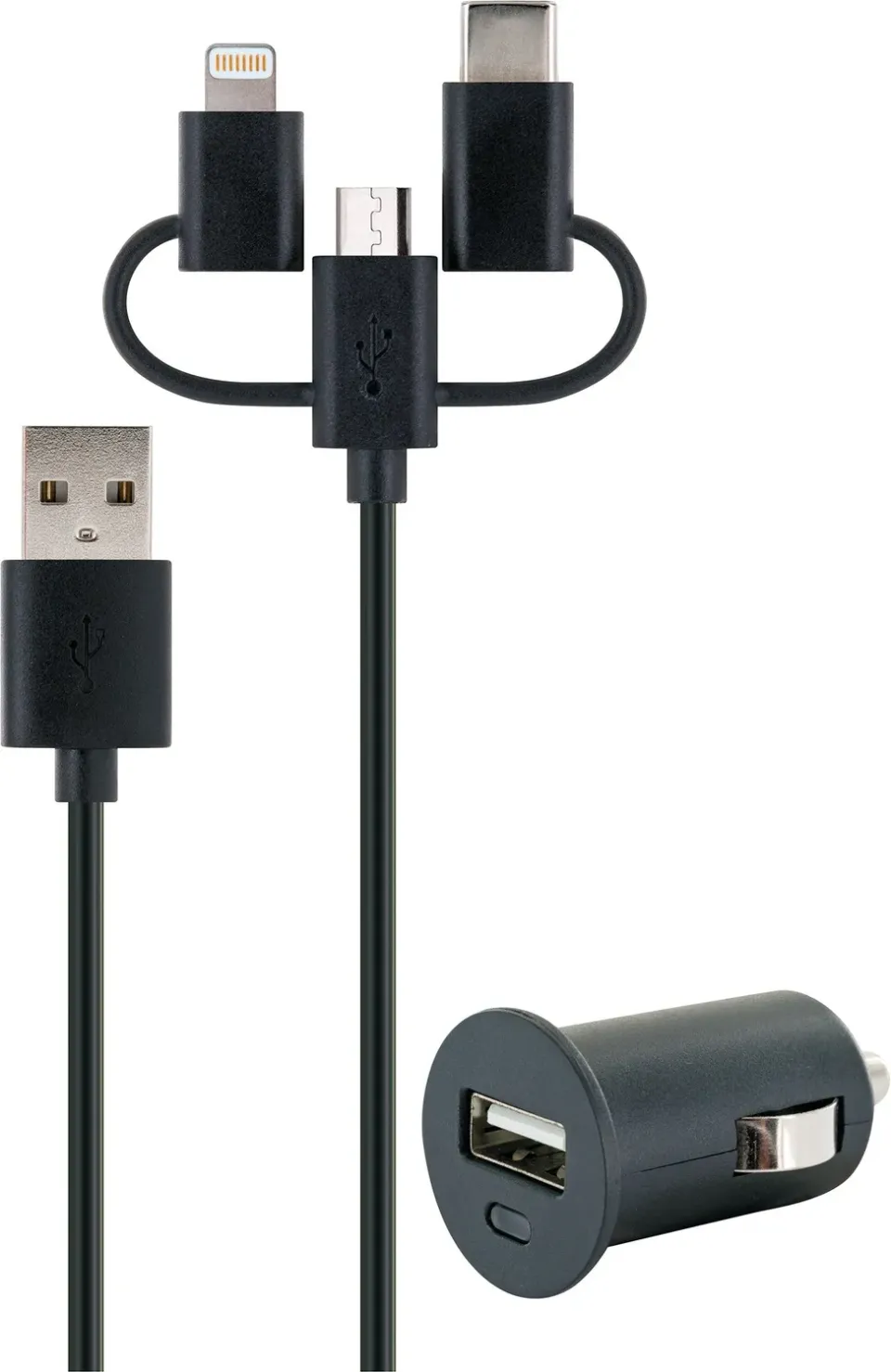 Schwaiger Smart set ricarica auto 12V 3 in 1 nero