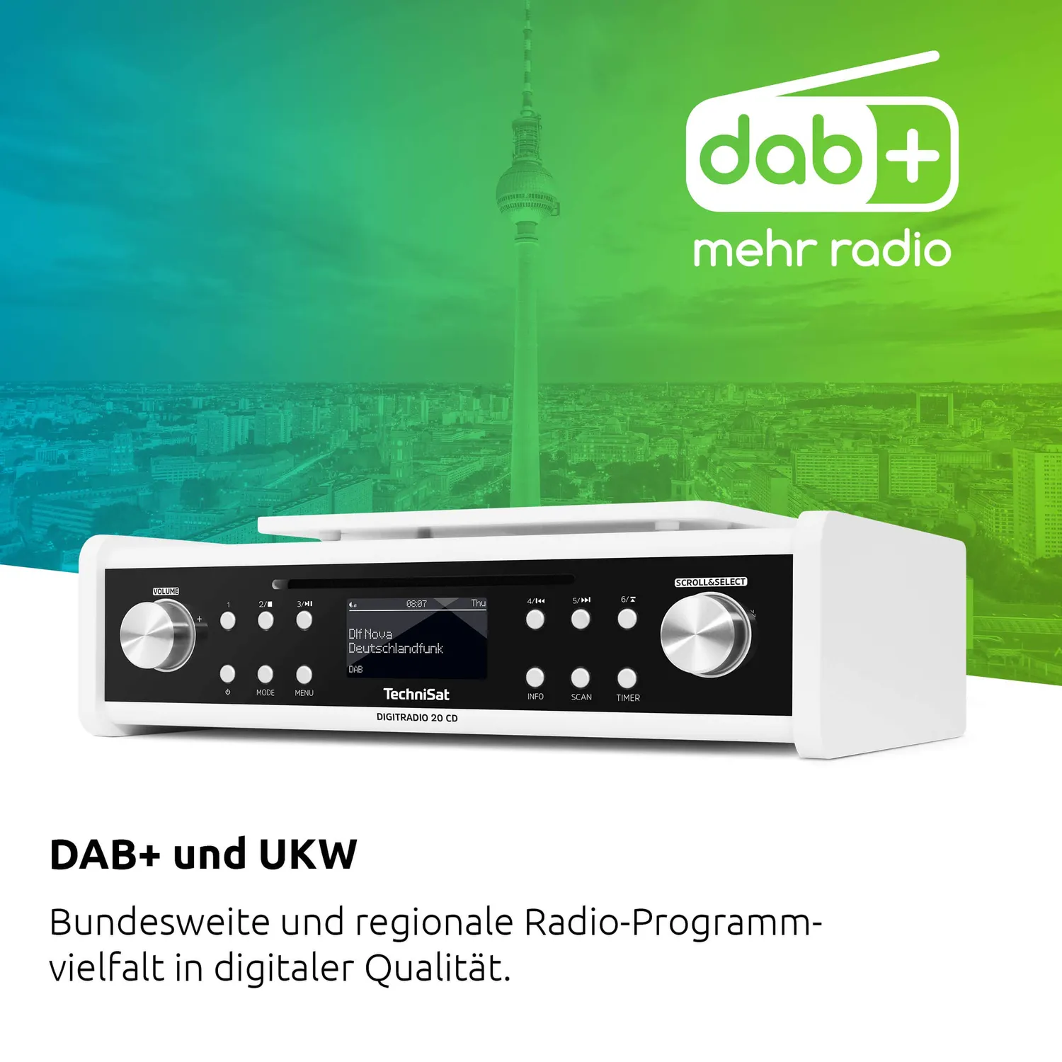 TechniSat DigitRadio 20 CD radio cucina DAB+ con CD bianca