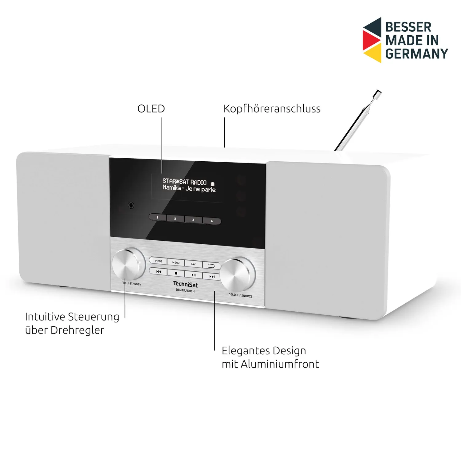 TechniSat DIGITRADIO 4 Radio DAB+ FM Bluetooth Bianca 20W