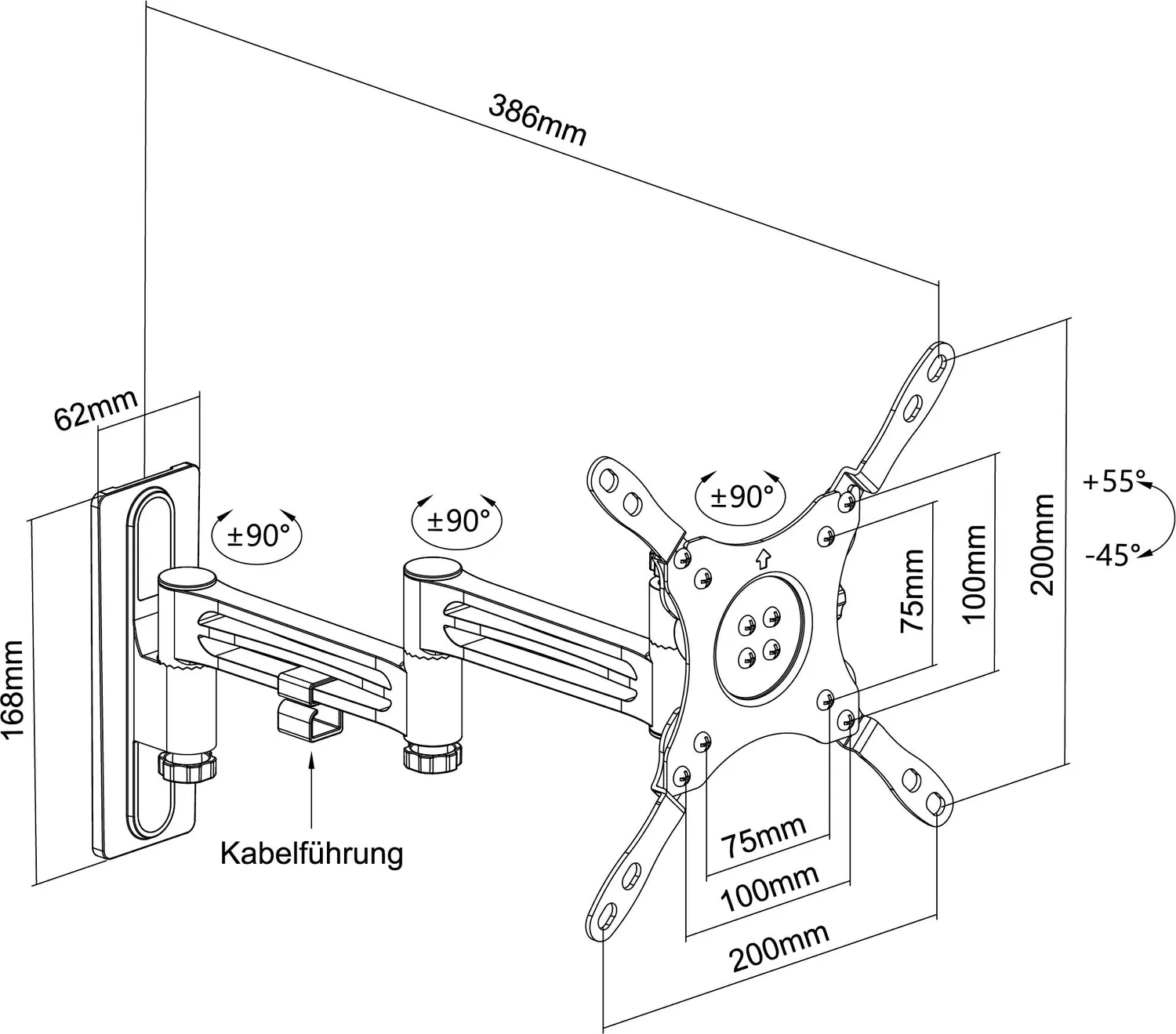 Schwaiger Supporto TV Camper 13-43" Girevole 30 kg
