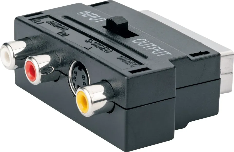 SCHWAIGER Adattatore SCART RCA S-VHS IN-OUT nero