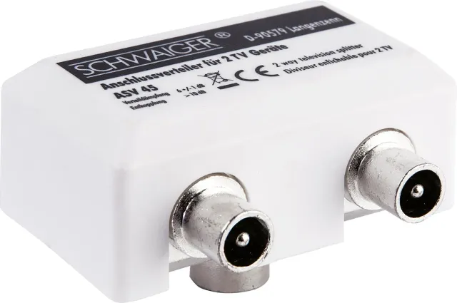 Schwaiger sdoppiatore TV 2 vie presa antenna bianco