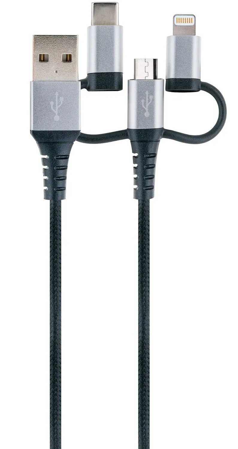 Schwaiger Cavo 3in1 Lightning Micro USB-C 1,5 m Nero
