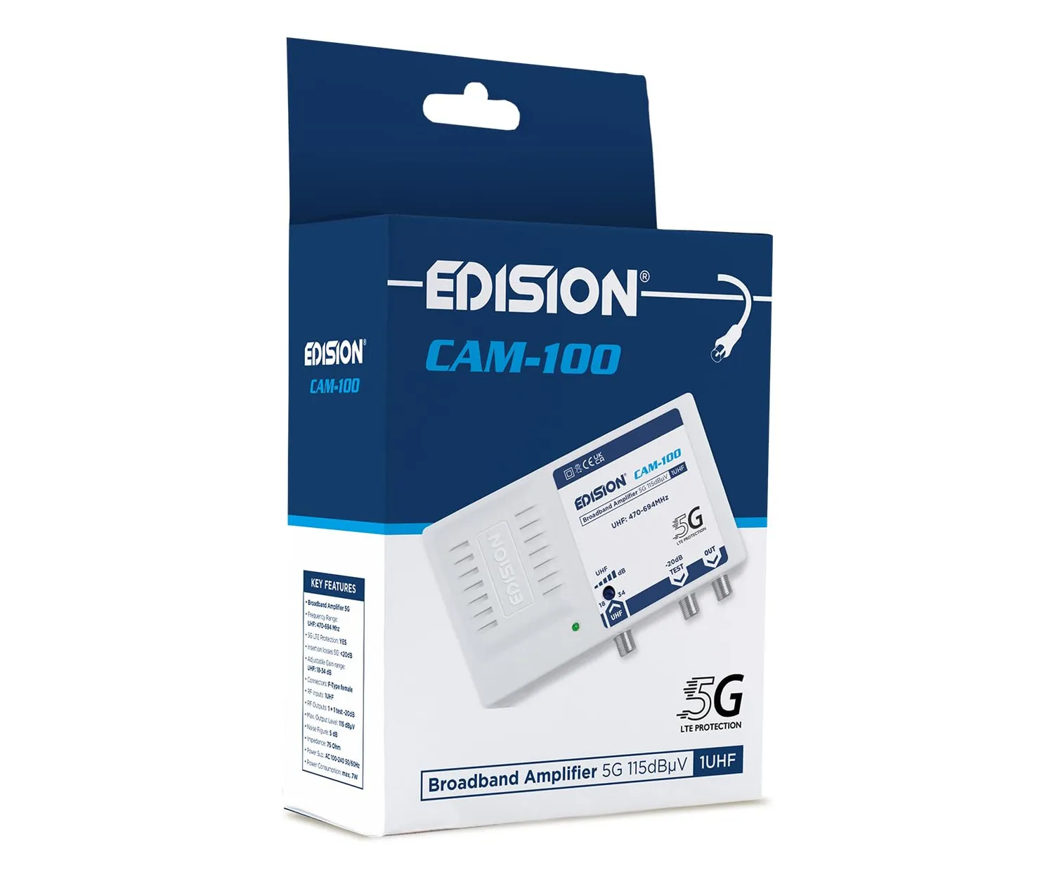 Edision CAM-100 Amplificatore Antenna TV UHF 18-34 dB