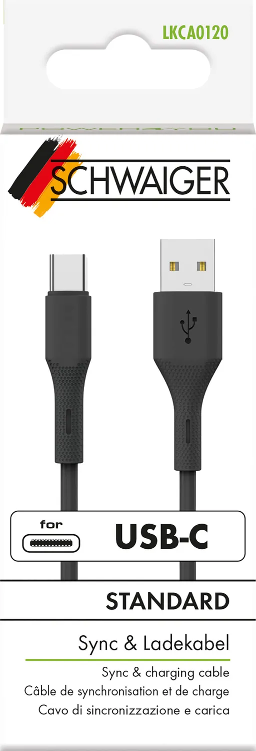 Schwaiger Cavo USB-A USB-C 1,2 m Nero Ricarica Rapida