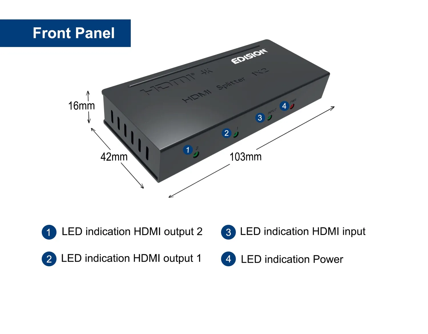 Edision Splitter HDMI 1x2 4K Ultra HD 2160p HDR