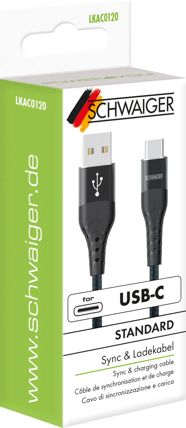 Schwaiger Cavo USB-C a USB-A 1,2 m 12W ricarica