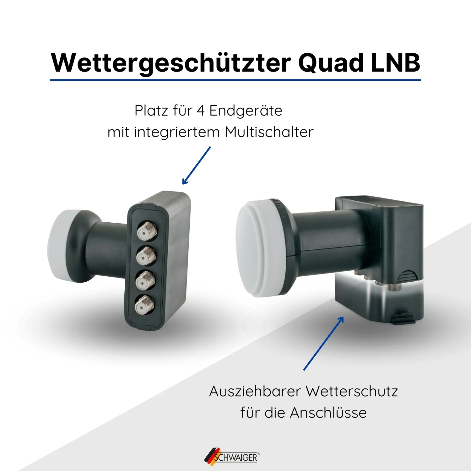 SCHWAIGER Parabola acciaio 75 cm kit Quad 4 utenti antracite