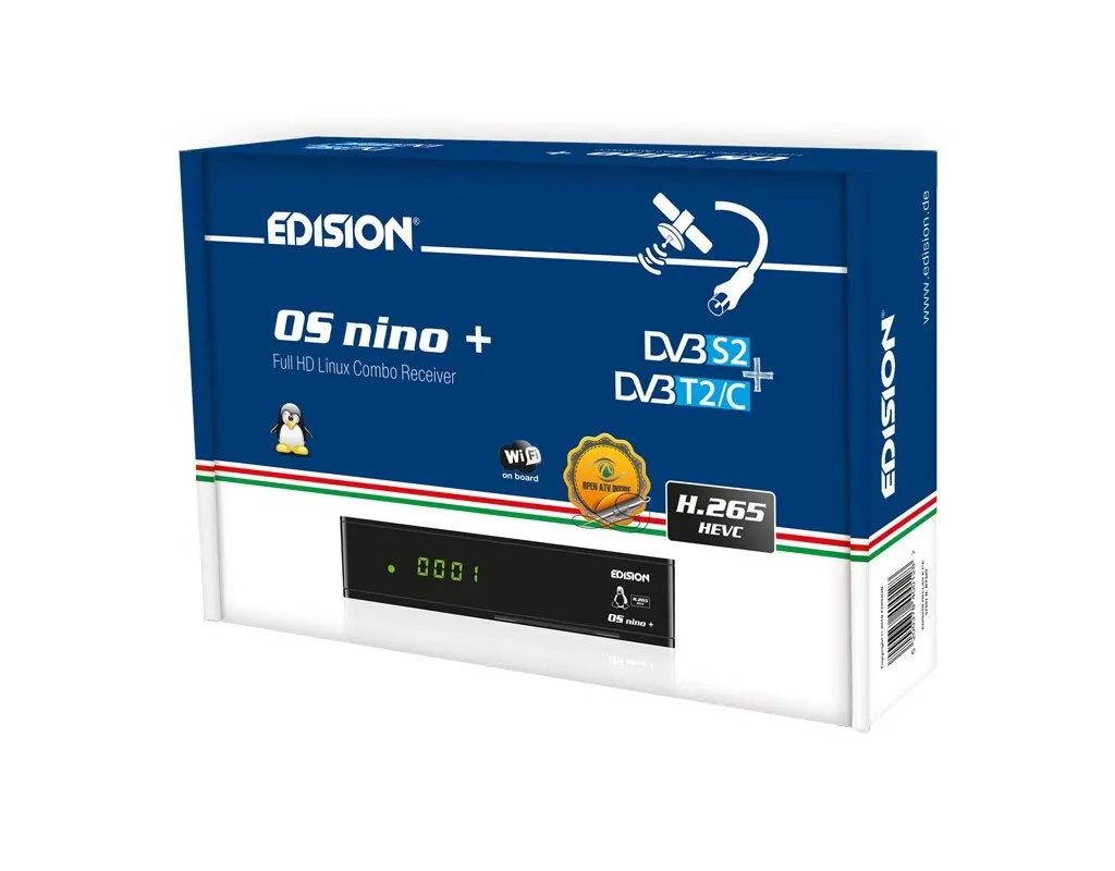 Edision OS Nino+ ricevitore combo DVB-S2/T2/C nero