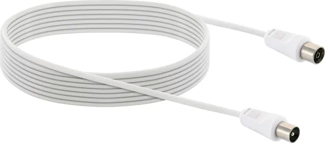 SCHWAIGER Cavo Antenna TV 5 m Bianco Schermato Classe A+