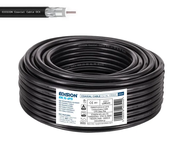 Edision OCX-25 cavo coassiale 25m nero classe A