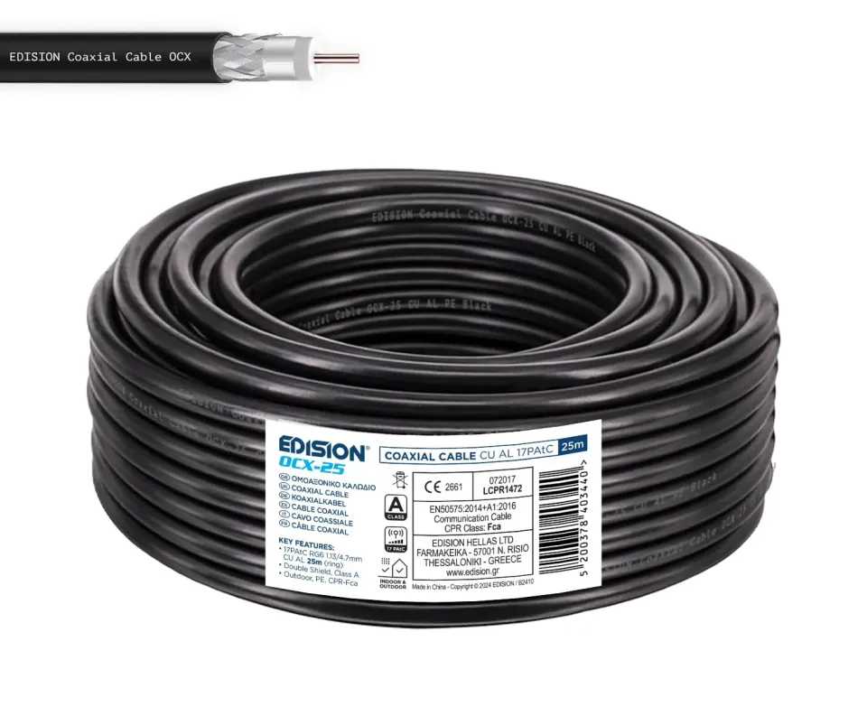 Edision OCX-25 cavo coassiale 25m nero classe A