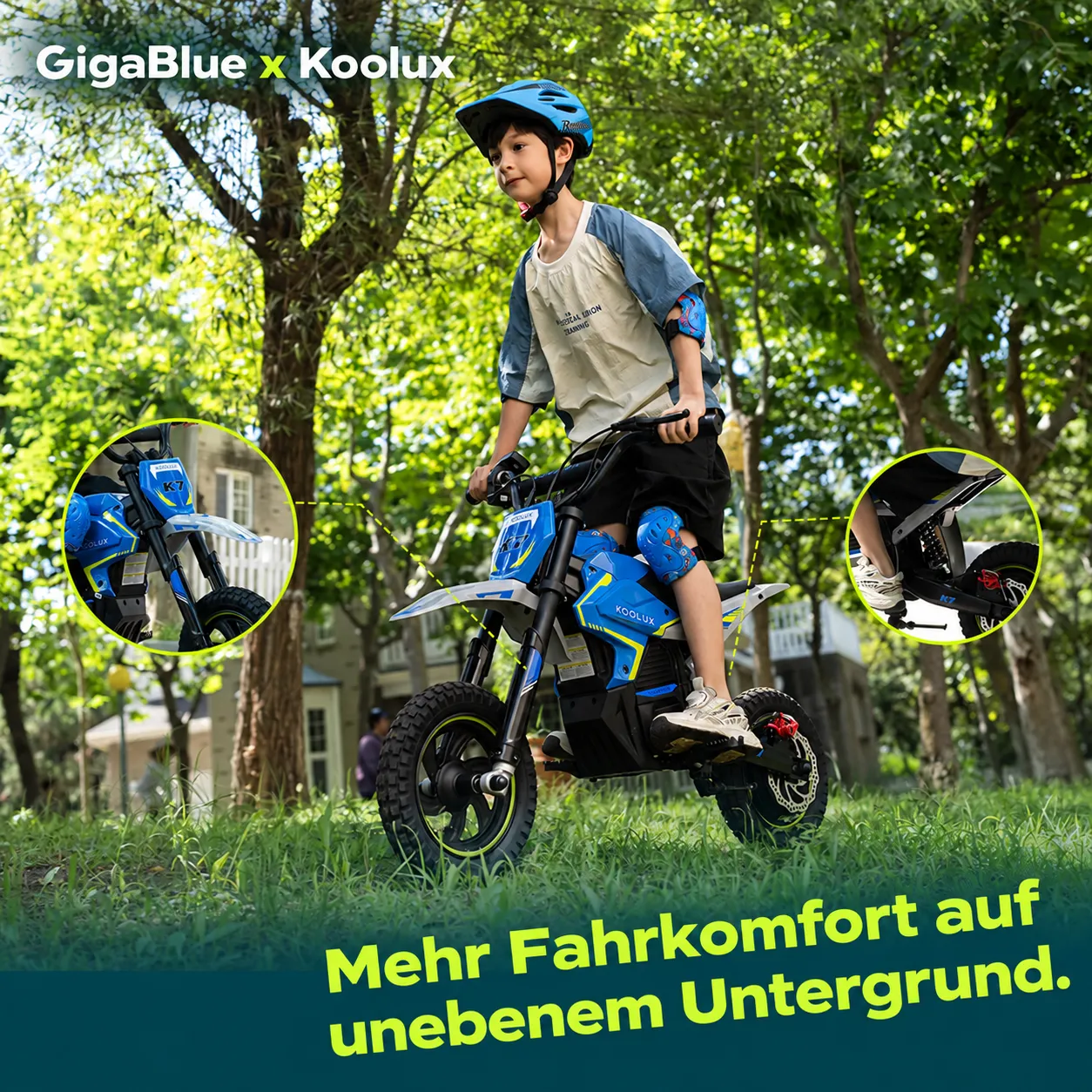 GigaBlue Koolux K7 JuniorCross moto elettrica bambini rossa