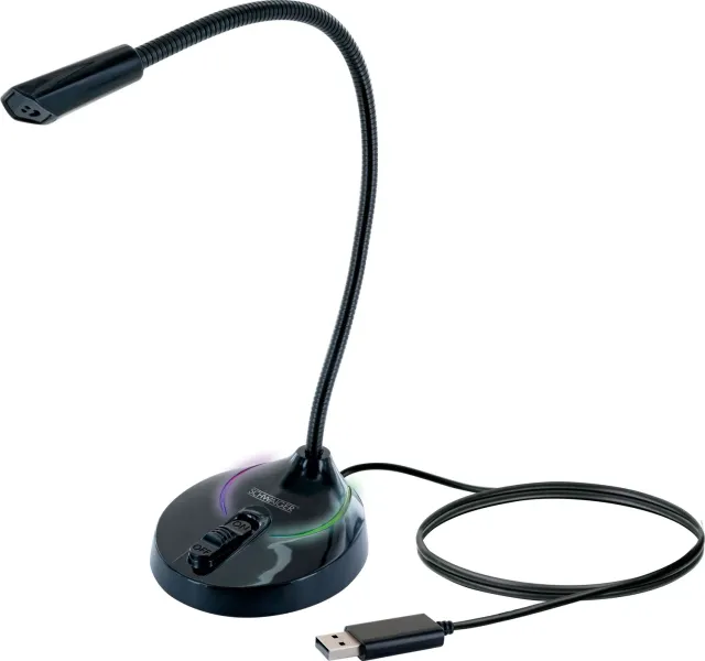 Schwaiger Microfono Gaming USB con RGB e Gooseneck Nero