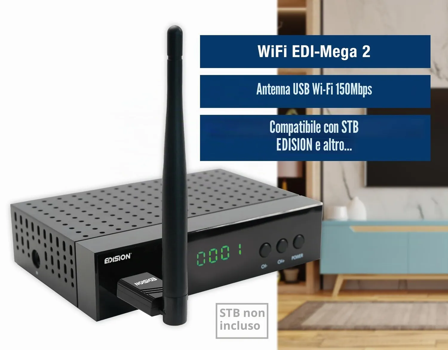 Edision EDI-Mega 2 Adattatore WiFi USB 150Mbps 2.4GHz