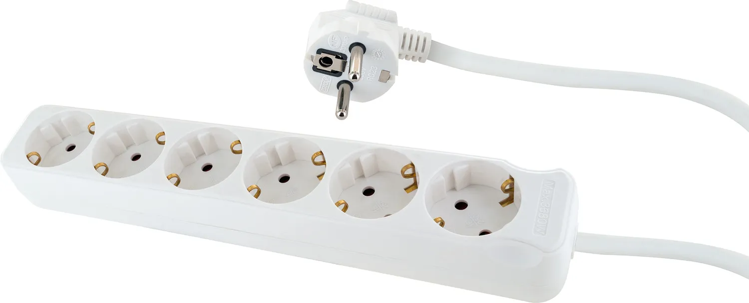 Schwaiger ciabatta 6 prese + 2 USB 1,4 m bianca