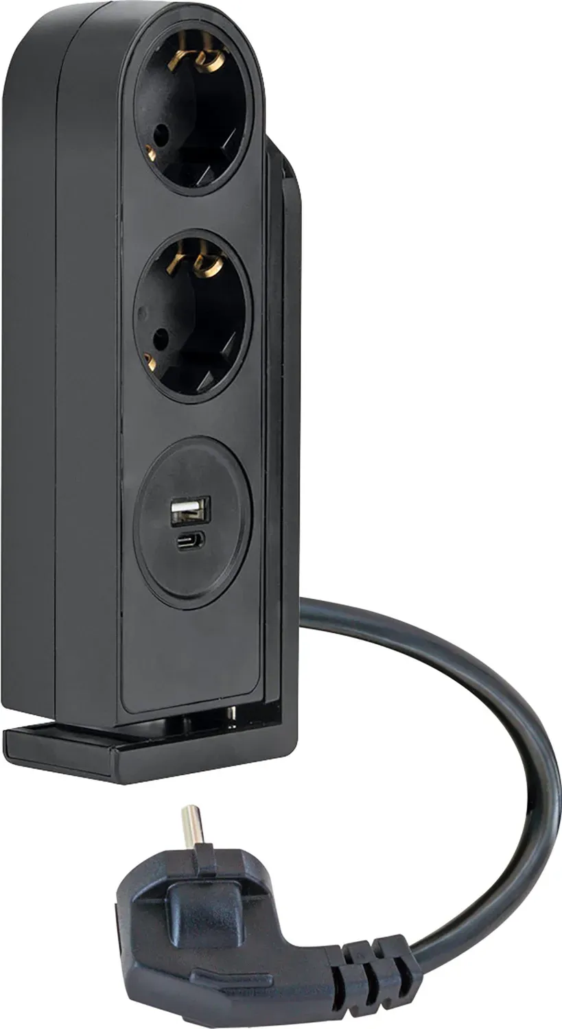 SCHWAIGER Presa da tavolo 2 posti USB-C USB-A nera