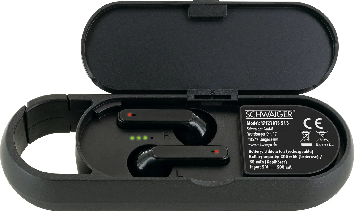 Schwaiger Auricolari TWS Bluetooth con Custodia Speaker neri