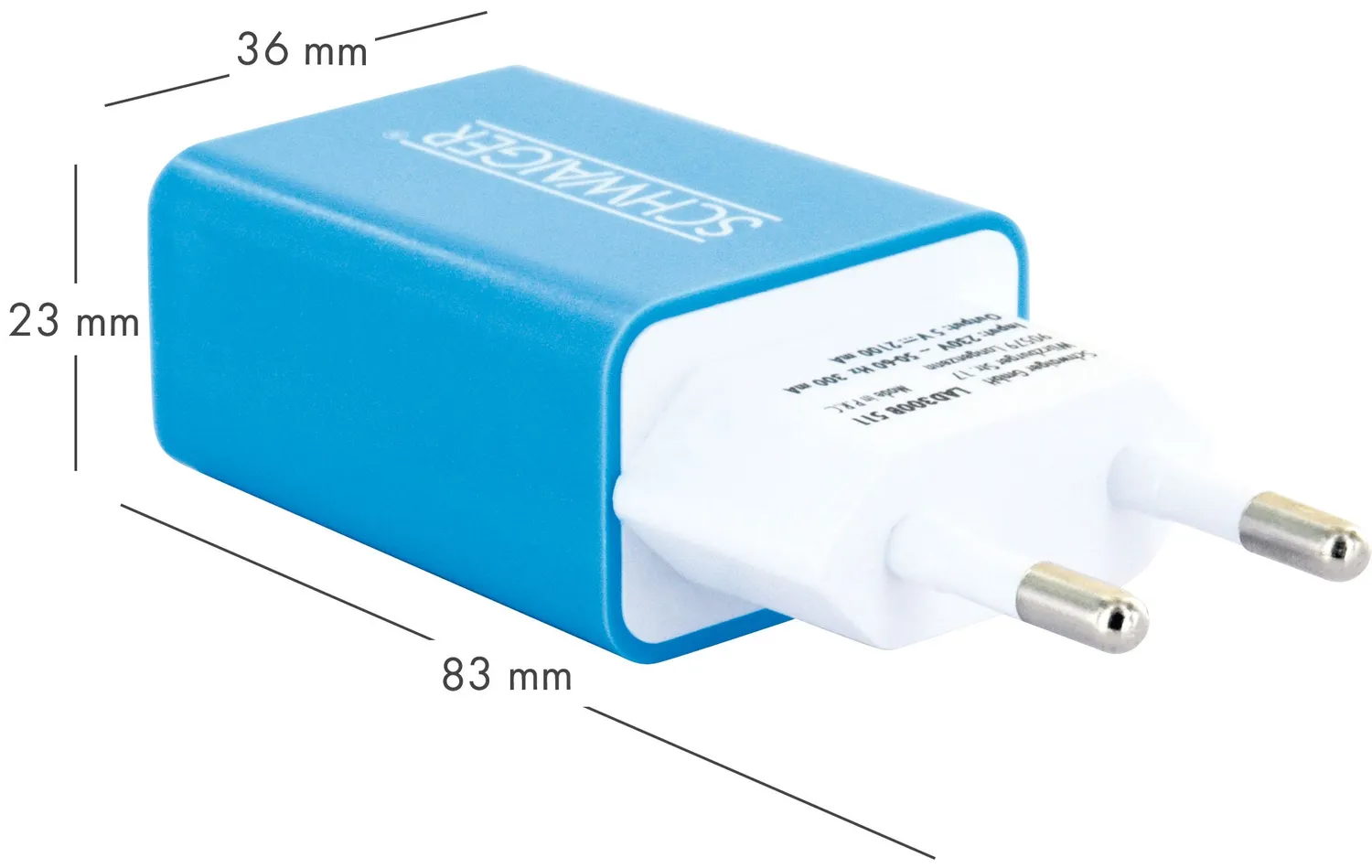 SCHWAIGER Caricabatterie USB 230V 2,1A bianco blu rosa