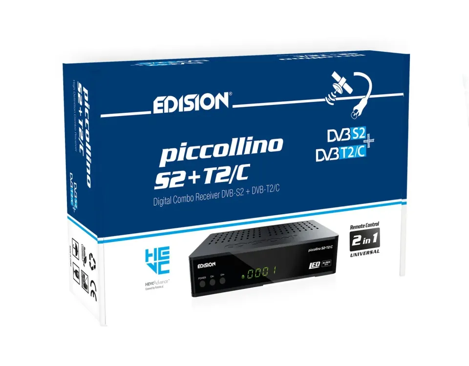 Edision PICCOLLINO S2+T2/C Decoder Combo Full HD HEVC