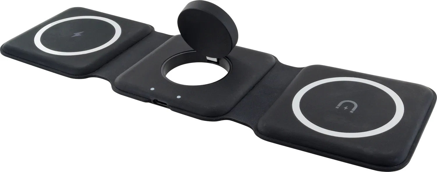 SCHWAIGER Stazione Ricarica Wireless Qi 3 in 1 Nera